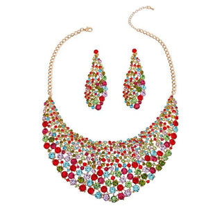Brilliant Multi Color Round Cut Crystal Necklace - divasbeautique