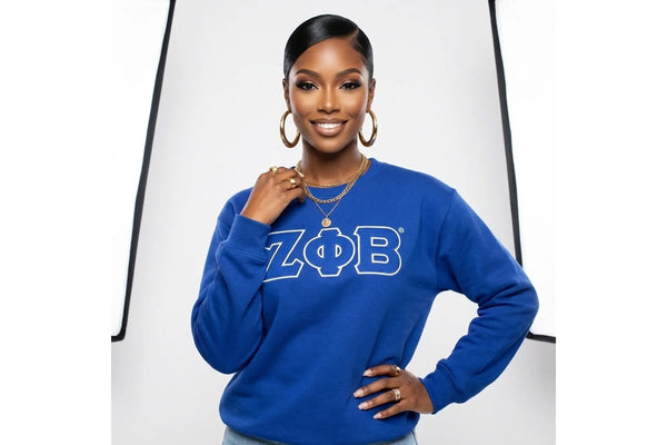 ZPB Greek Gear XL Blue Embroidered Crew Sweatshirt