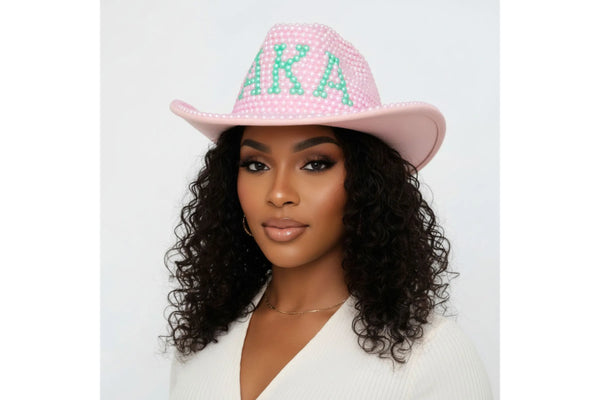 AKA Pink & Green Pearl Fedora Hat