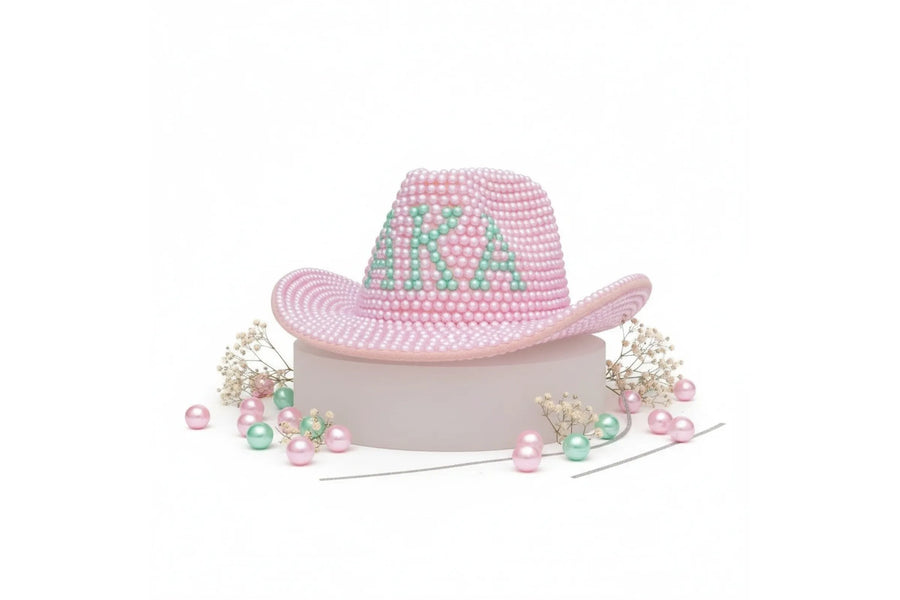 AKA Pink & Green Pearl Fedora Hat