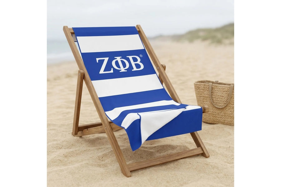 ZPB Blue and White Microfiber Stripe Beach Towel