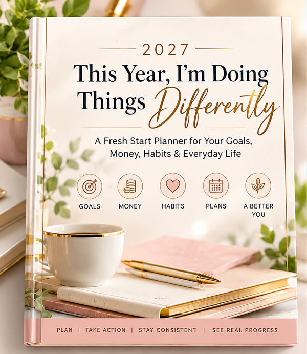 2027 This Year I'm Doing Things Differently planner, cream and blush pink cover