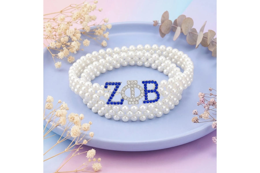 Zeta Phi Beta White Pearl Stretch Belt