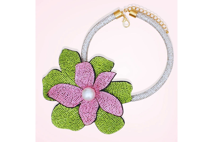 AKA Handcrafted Brilliance Flower Choker Necklace
