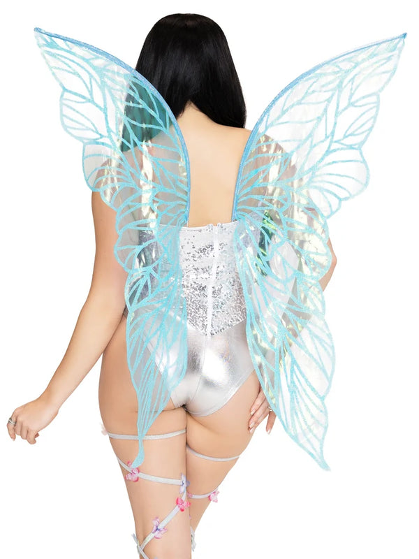 Blue Iridescent Strapless Fairy Costume Wings