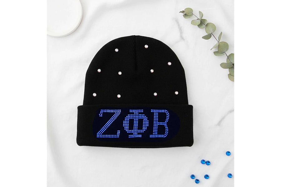 ZPB Sorority Pride Black Bling Winter Beanie Hat