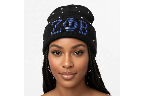 ZPB Sorority Pride Black Bling Winter Beanie Hat