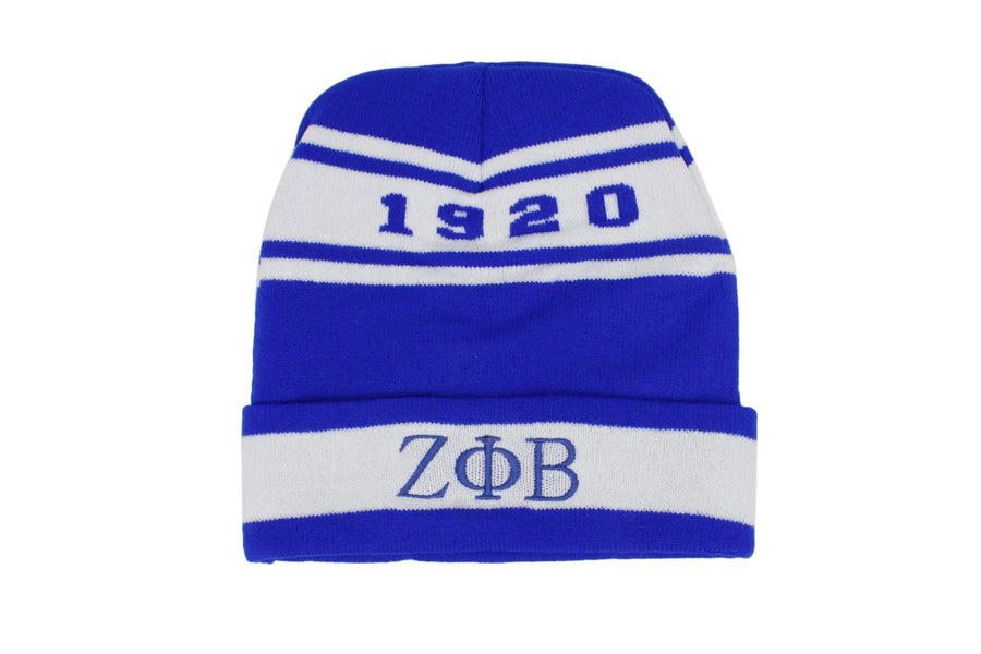ZPB Sorority Blue White Stripe Fold Beanie Hat