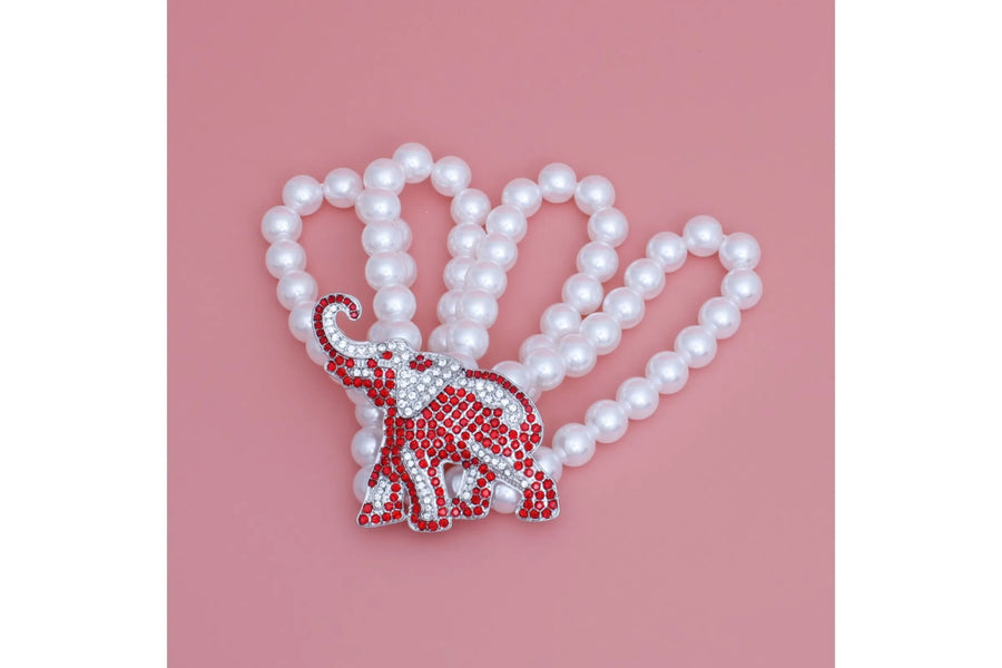 Red Elephant Pearl Beaded Bracelet
