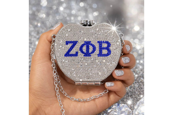 ZPB Mini Rhinestone Heart Crossbody Compact