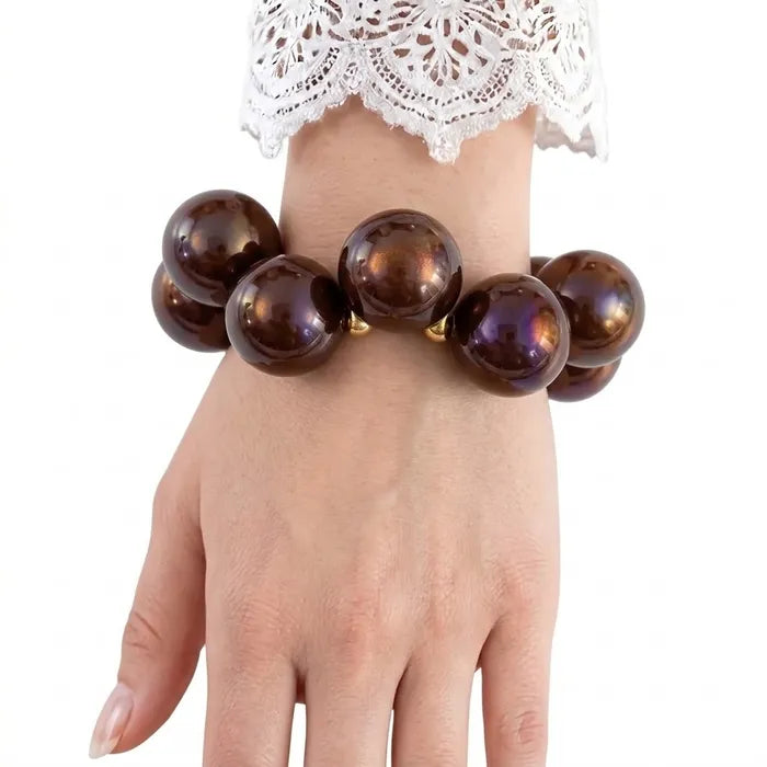 Brown chunky bubble bead bracelet