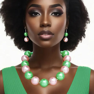 Pink & Green AKA Jumbo Pearl Necklace Set