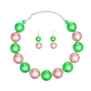 Pink & Green AKA Jumbo Pearl Necklace Set