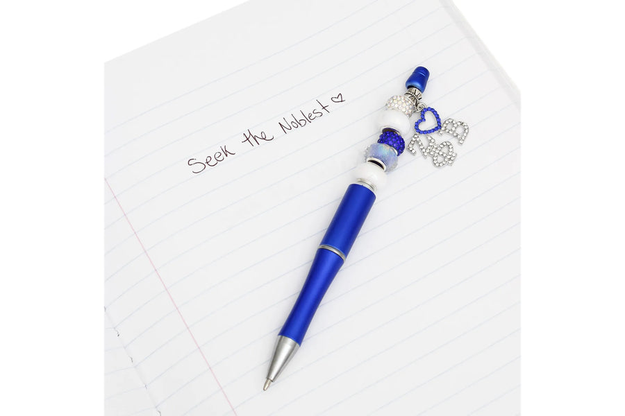 ZPB Sorority Bling Bead and Charm Blue Pen