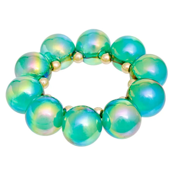 Iridescent Green Chunky Bubble Bead Bracelet product photo