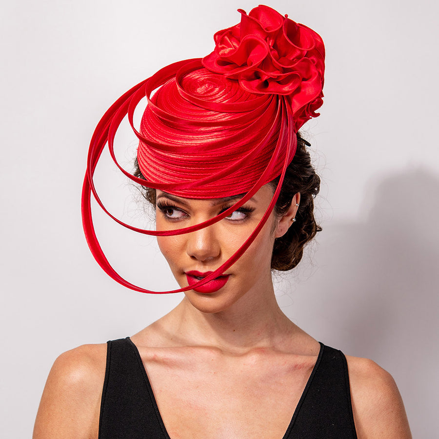 Elegant Satin Fascinator Hat with Floral Detail
