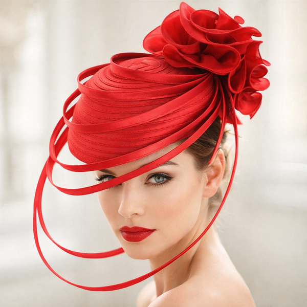 Elegant Satin Fascinator Hat with Floral Detail