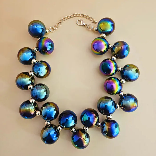 Black Iridescent Bubble Ball Bead Set