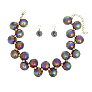 Black Iridescent Bubble Ball Bead Set