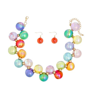 Multicolor Iridescent Bubble Ball Bead Set