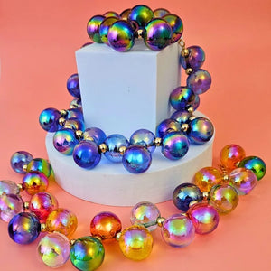 Blue Iridescent Bubble Ball Bead Set