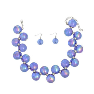 Blue Iridescent Bubble Ball Bead Set