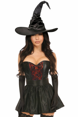 Lavish 4 PC Red Lace Witch Corset Costume