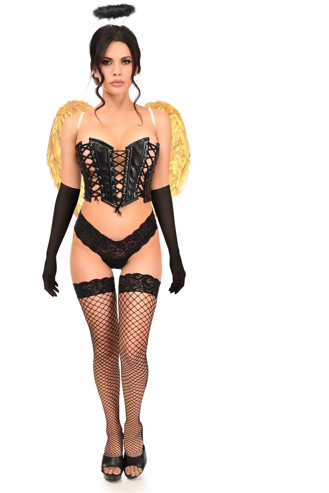 Lavish 4 PC Golden Angel Corset Costume - divasbeautique Lavish 4 PC Golden Angel Corset Costume - divasbeautique