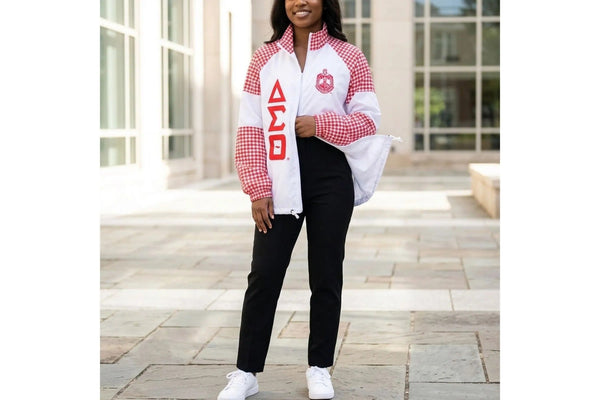 DST Greek Apparel White Windbreaker Jacket