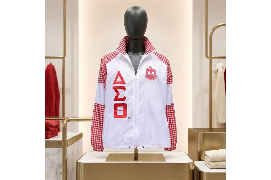 DST Greek Apparel White Windbreaker Jacket