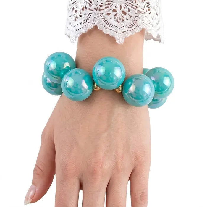 Aqua Blue chunky bubble bead bracelet