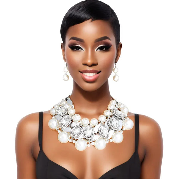 Silver Opulence Pearl Choker Ensemble