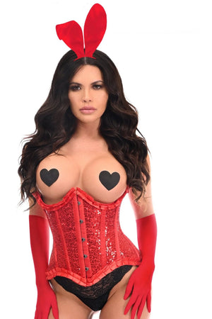 4 PC Red Pin-Up Bunny Corset Costume