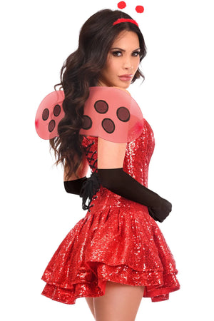 4 PC Sequin Ladybug Corset Dress Costume