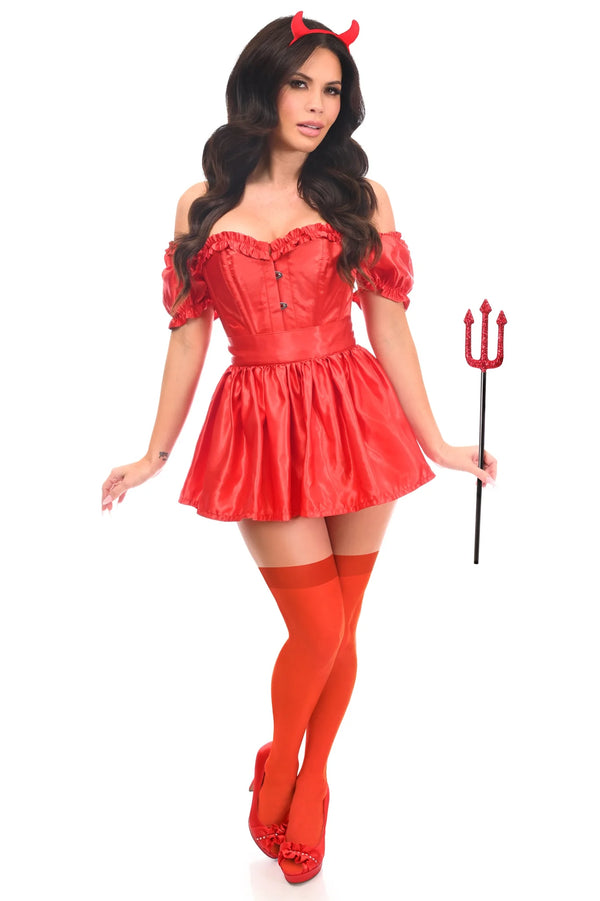 4 PC Sexy Devil Corset Costume