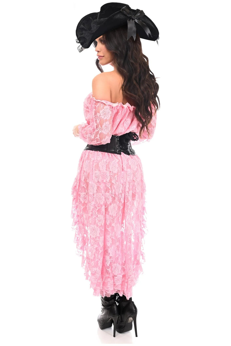 4 PC Lt Pink Premium Pirate Corset Costume