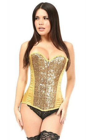 Top Drawer Gold Sequin Steel Boned Corset