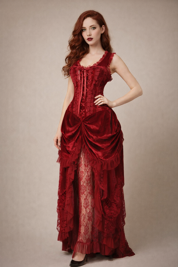 Red Velvet Corset Dress