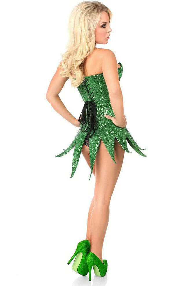 Top Drawer Green Sequin Steel Boned Corset Dress