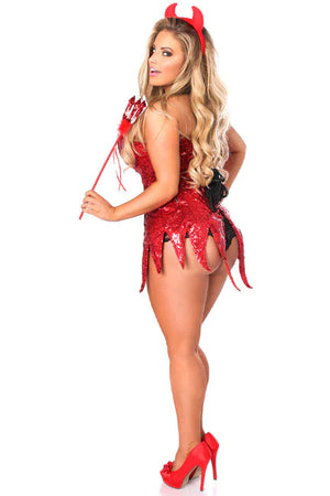 Red Sequin Devil Corset Dress Costume