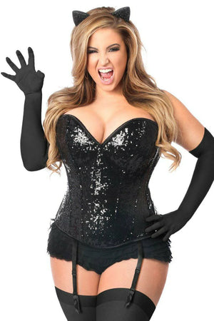 Top Drawer 4 PC Sequin Black Cat Corset Costume