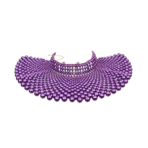 Purple Pearl Bib Choker Set