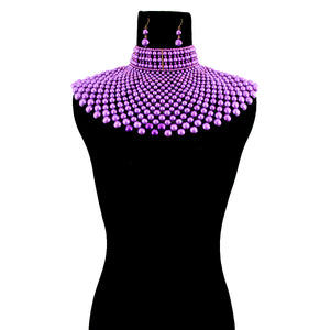 Purple Pearl Bib Choker Set