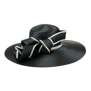 Black Wide Brim Curled Knot Church Hat