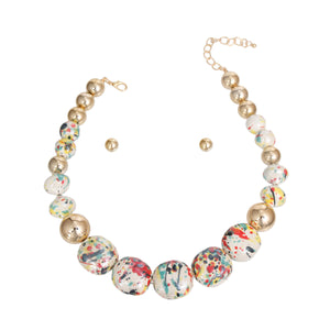 White Splatter Ceramic Necklace