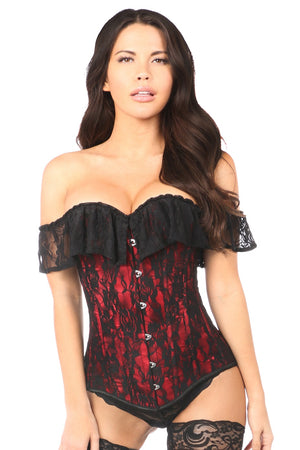 Lavish Red Lace Off-The-Shoulder Corset