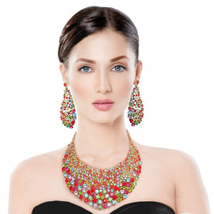 Brilliant Multi Color Round Cut Crystal Necklace - divasbeautique