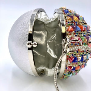 Multicolor Round Embellished Clutch